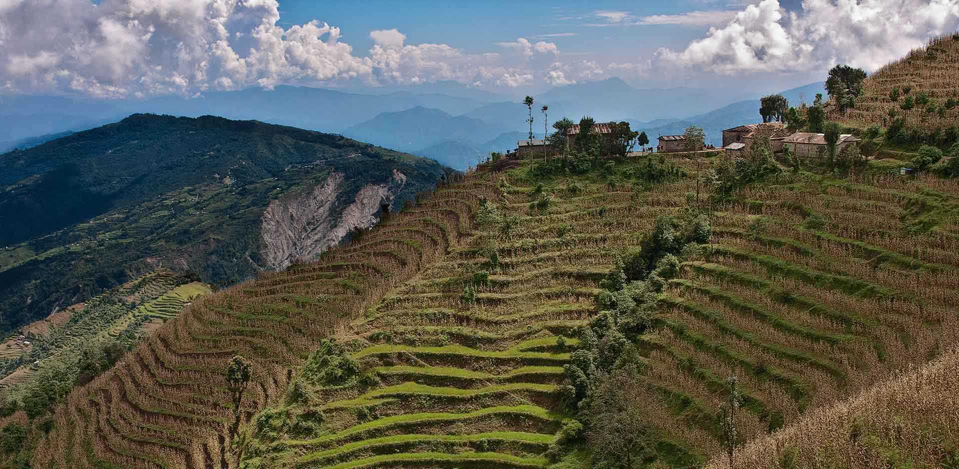 Terraced land in the hills surrounding Kathmandu Valley